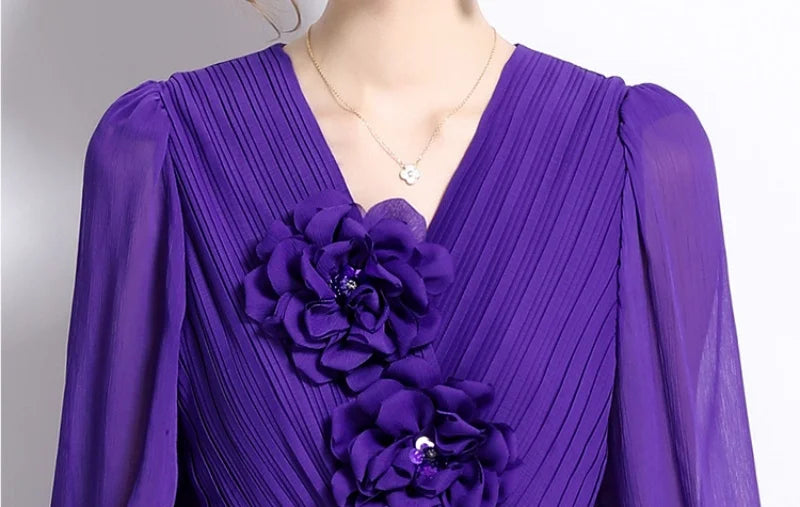 Damen-Midikleid, V-Ausschnitt, Baumwolle, Acetat 4