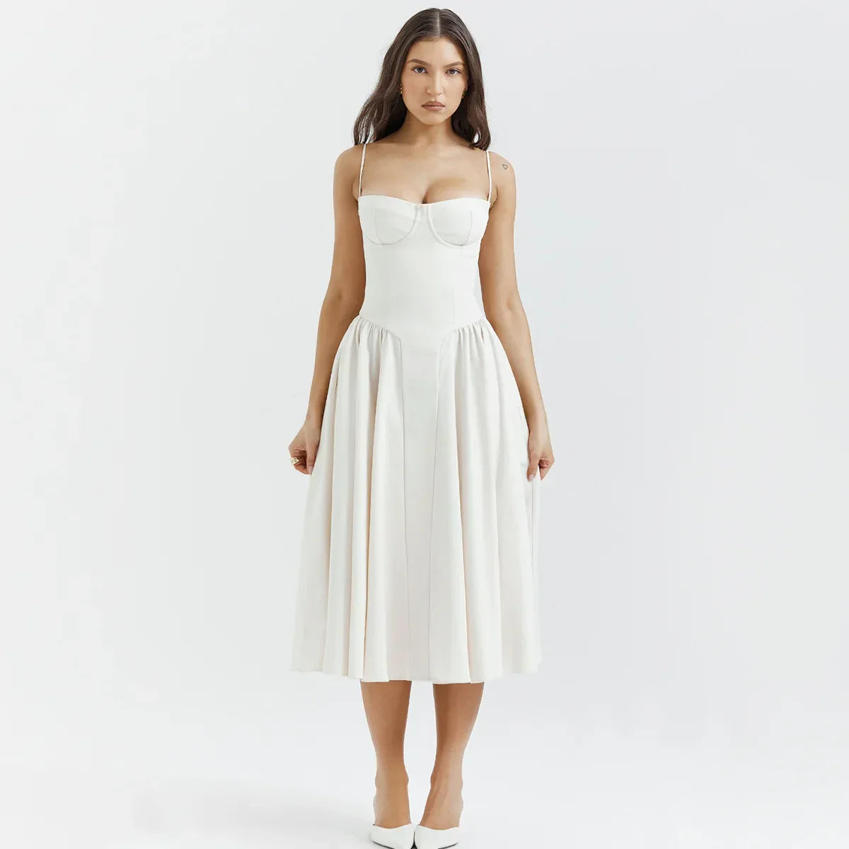 Variant image for Damen-Midikleid, eckiger Ausschnitt, Polyester, Spandex-17