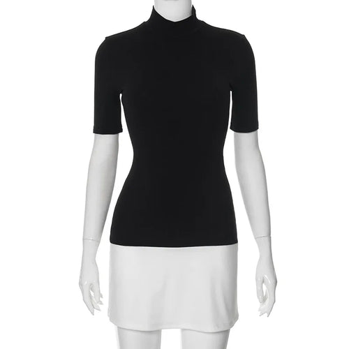 Damen-Minikleid, lässiges Polyester, kurze Ärmel-1