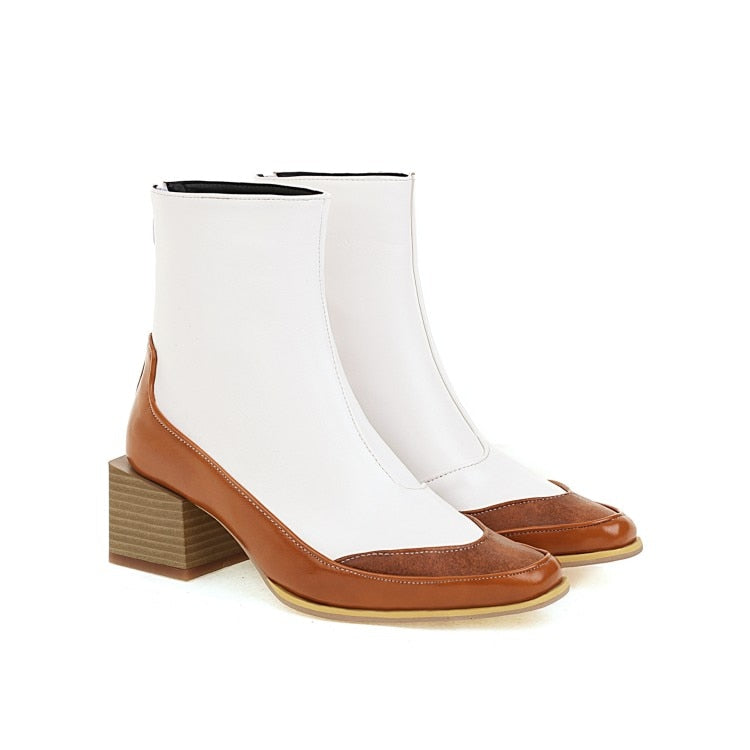 Trendige Stiefel für Damen aus PU mit eckiger Spitze und Plateausohle – Knöchellang für Komfort und Stil 1