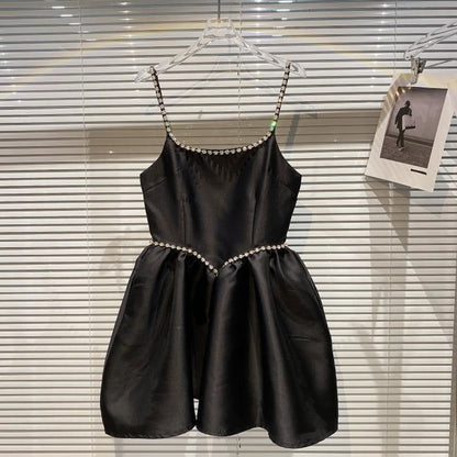 Damen-Minikleid, A-Linien-Form, Polyester, Spaghettiträger 1