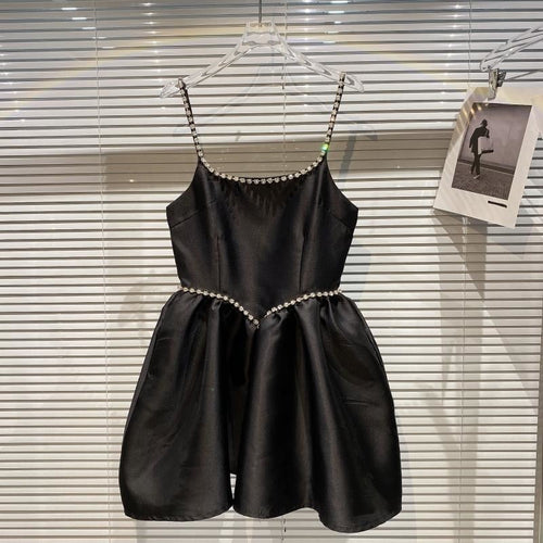 Damen-Minikleid, A-Linien-Form, Polyester, Spaghettiträger 1
