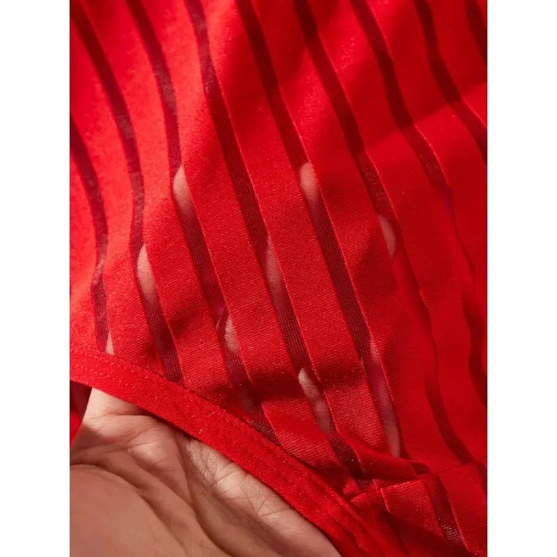 Damen-Unterwäsche-Set, gestreiftes Polyester mit verstellbaren Trägern-5