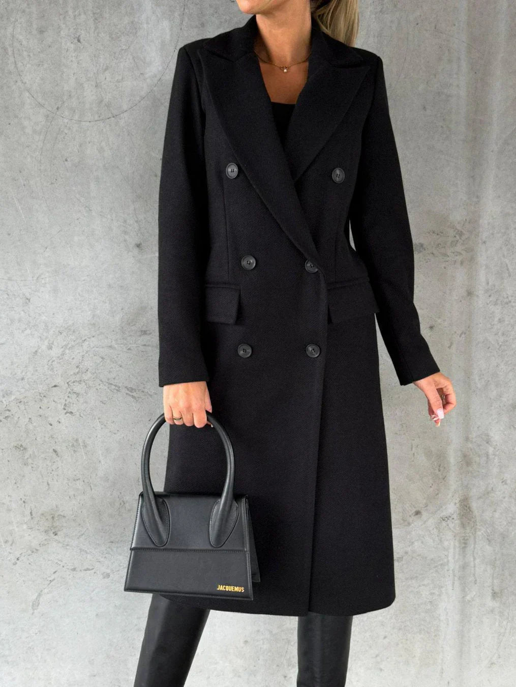 Damen-Wollmantel, elegant, mit Knopfverschluss, 100% Wolle-6