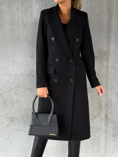 Damen-Wollmantel, elegant, mit Knopfverschluss, 100% Wolle-6