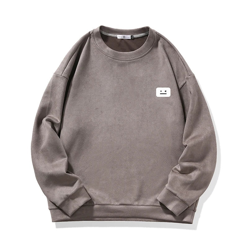 Herren-Pullover, minimalistischer Rundhals, weiche Baumwolle, mit grafischem Detail-3
