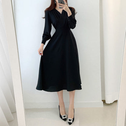 Damen-A-Linien-Kleid, Puffärmel, Polyester-5