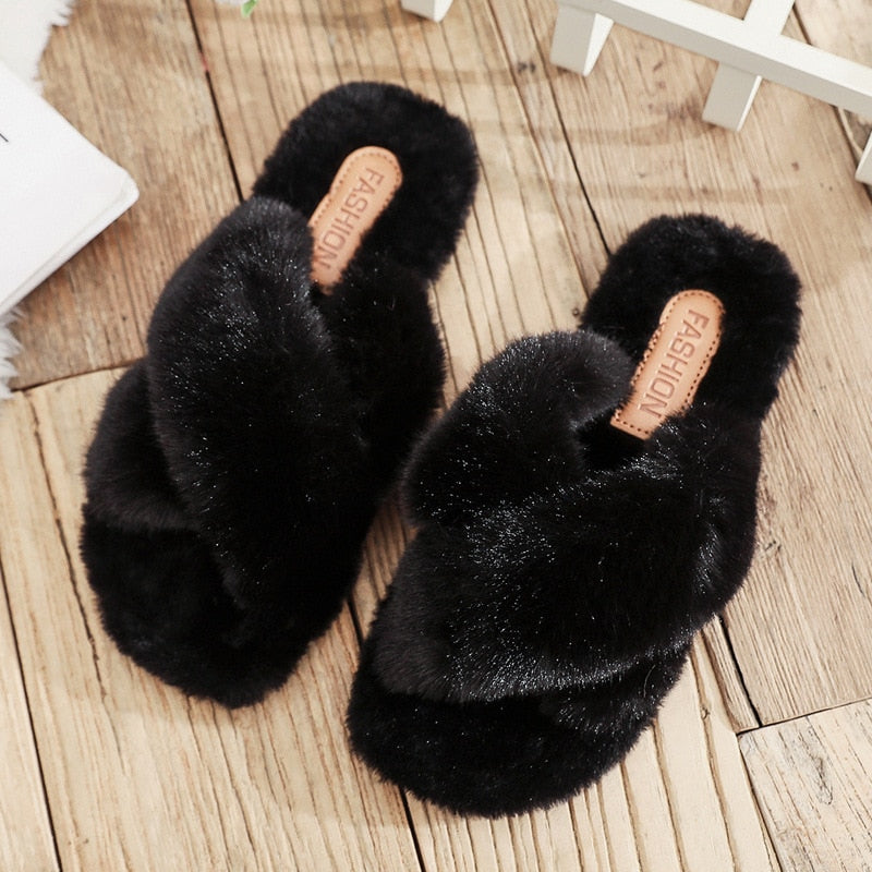 Damen Winterpantoffeln Plüsch Design Rutschfeste Sohle-1