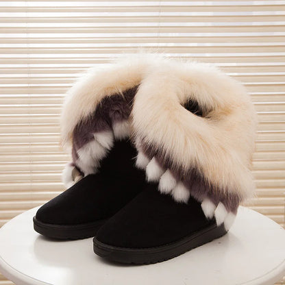 Gefütterte Damen-Winterstiefel, mit elegantem Design, aus synthetischem Pelz 7