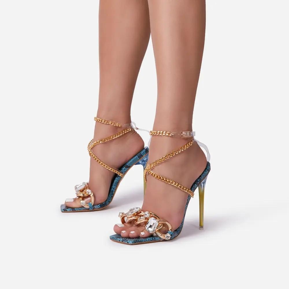 Damen-Tanzsandalen, hohe Absätze, PU-Leder-2