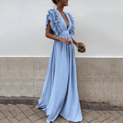 Damenkleid mit gerafften Ärmeln aus hochwertigem Stoff – vielseitig und elegant für Freizeit und Fest 1