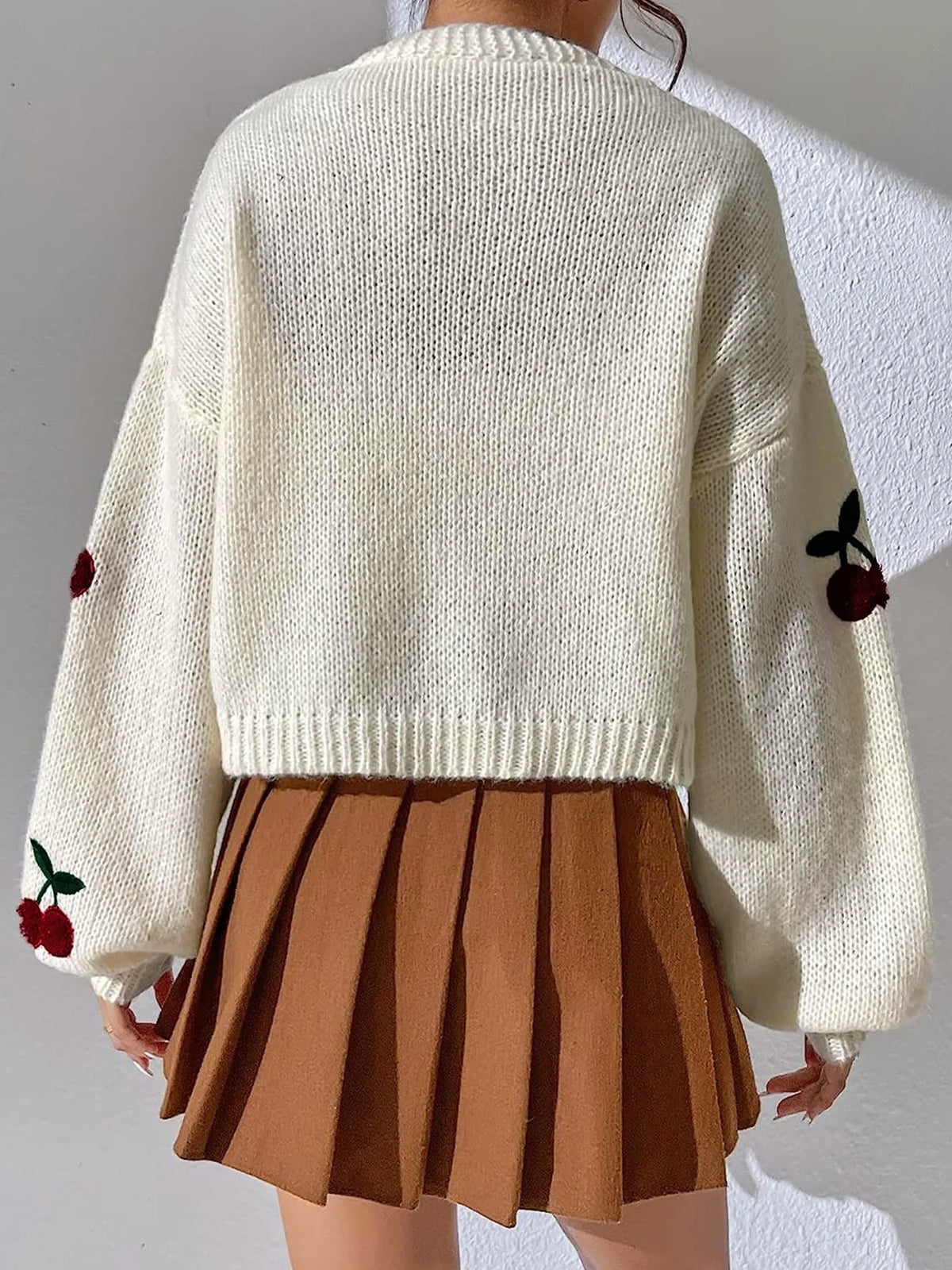 Damen-Cardigan, lässiges Polyester, mit Kirsch-Design-2