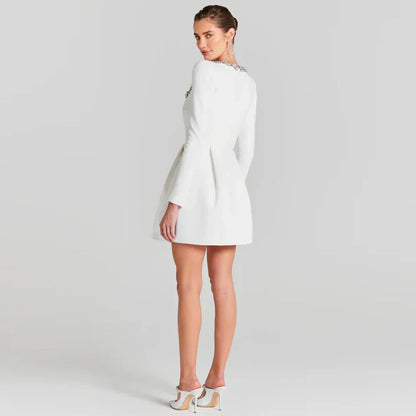 Damen-Minikleid mit eckigem Ausschnitt aus Polyester-2
