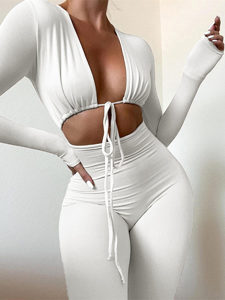 Damenoverall in Monochrom aus Polyester mit Schnürung und enganliegendem Design – perfekt für Alltag und Ausgehen 9