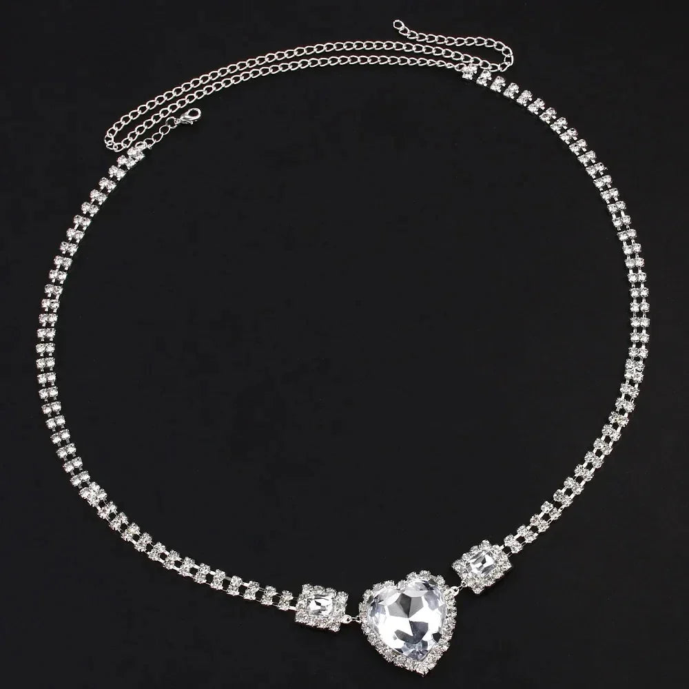 Damen-Bauchkette, Herz, Kupfer, mit Strass-2