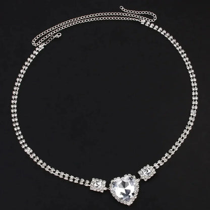 Damen-Bauchkette, Herz, Kupfer, mit Strass-2