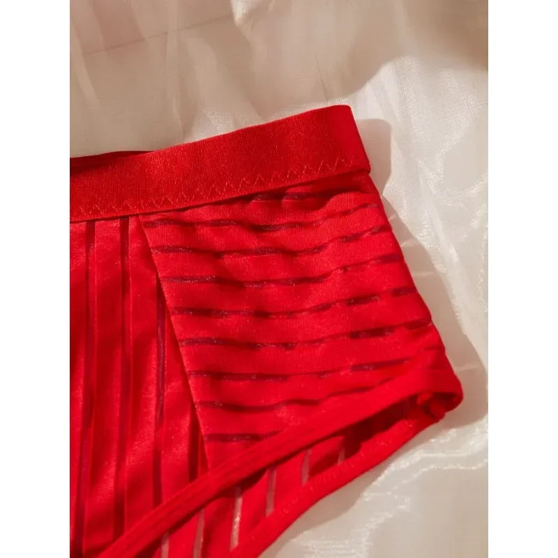 Damen-Unterwäsche-Set, gestreiftes Polyester mit verstellbaren Trägern-4