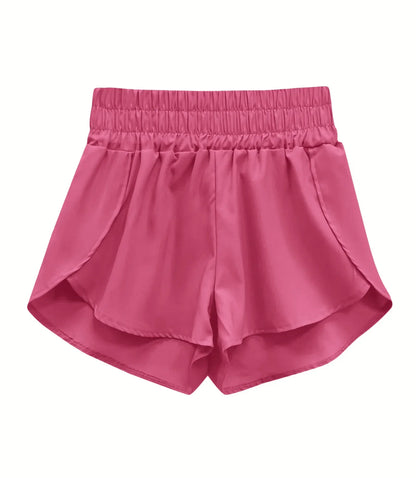 Damen-Trainingsshorts, hohe Taille, leichter Stoff, sportliches Design-3