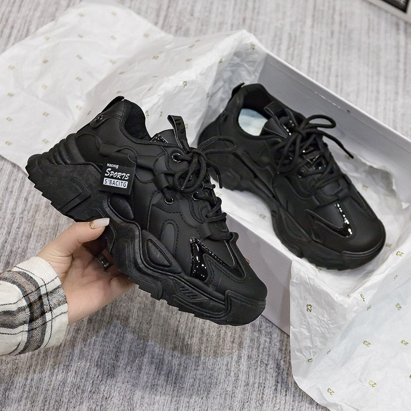 Damen Sneakers Chunky Synthetikleder Komfortables Design-3