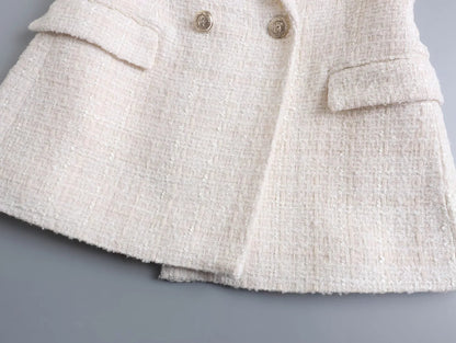Damen Blazer Doppelknopf Baumwolle und Polyester Elegant Standard Passform-5