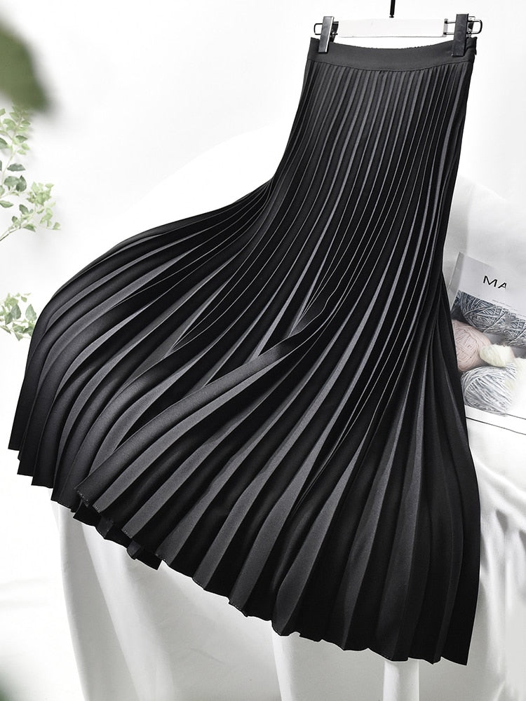 Damen Plissierter Knöchelrock Polyester-5