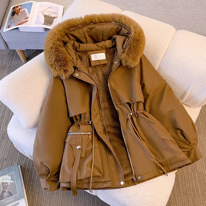 Variant image for Damen-Fleece-Mantel, mit Kapuze, warm und elegant-1