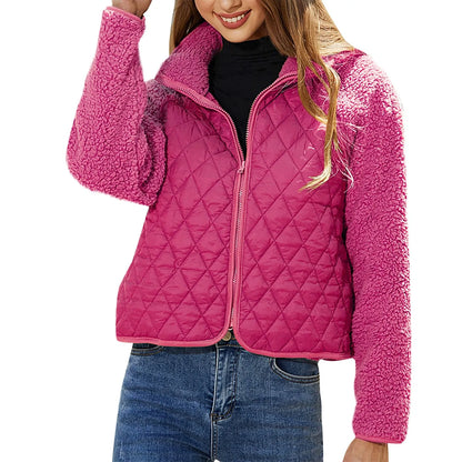 Damenjacke Crop Teddy-Bomberjacke Modernes Design Weiches Material 9