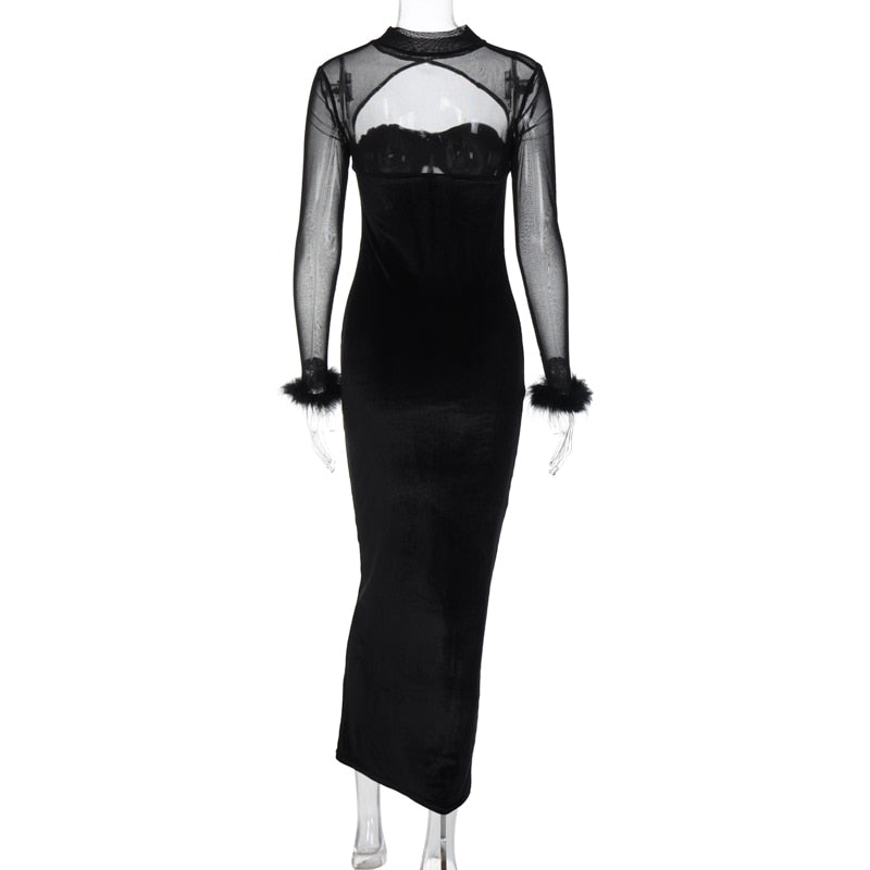 Damen-Maxikleid, A-Linienförmig, Polyester, knöchellang-5