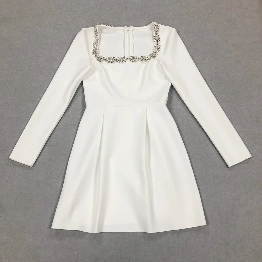 Damen-Minikleid mit eckigem Ausschnitt aus Polyester-4