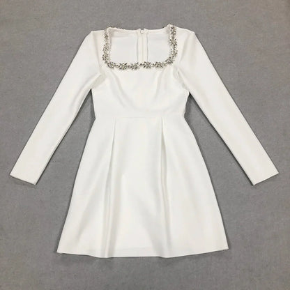 Damen-Minikleid mit eckigem Ausschnitt aus Polyester-4