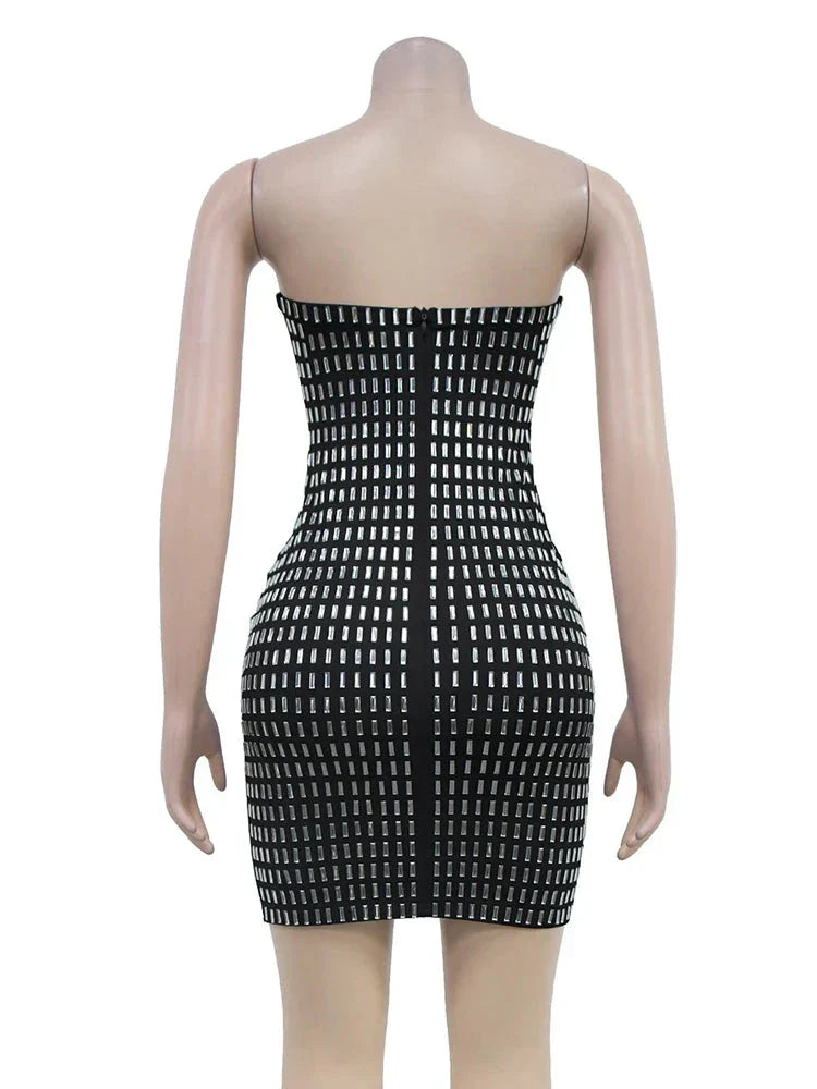 Damen-Minikleid, Strassdekoration, Polyester-5