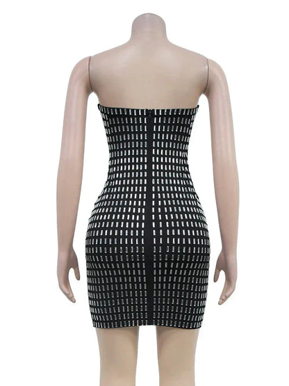 Damen-Minikleid, Strassdekoration, Polyester-5