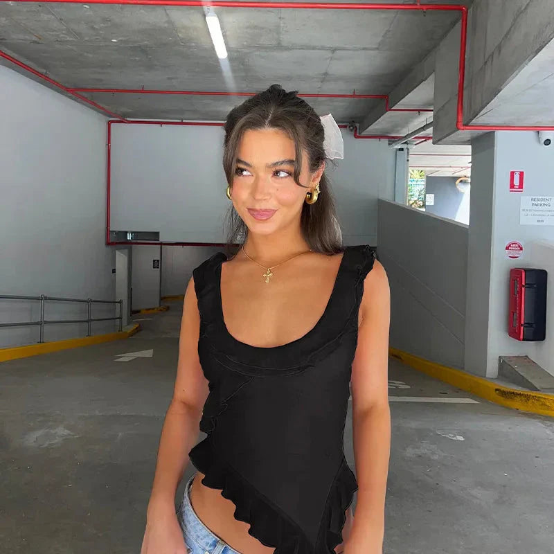 Damen-Top, Rüschen, Polyester, für Festtops-1