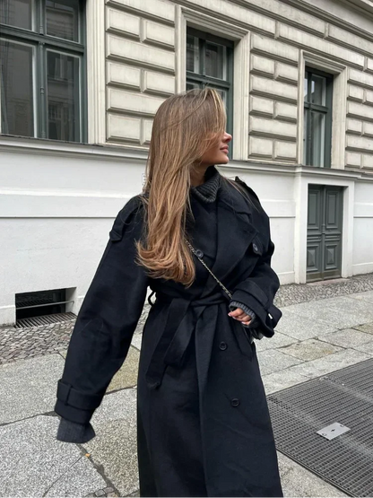 Damen Oversized Wolljacke Weiche Mischung Trendiger Knopfverschluss-2