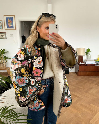 Variant image for Damenjacke Winddicht Geblümtes Muster Polyester-1