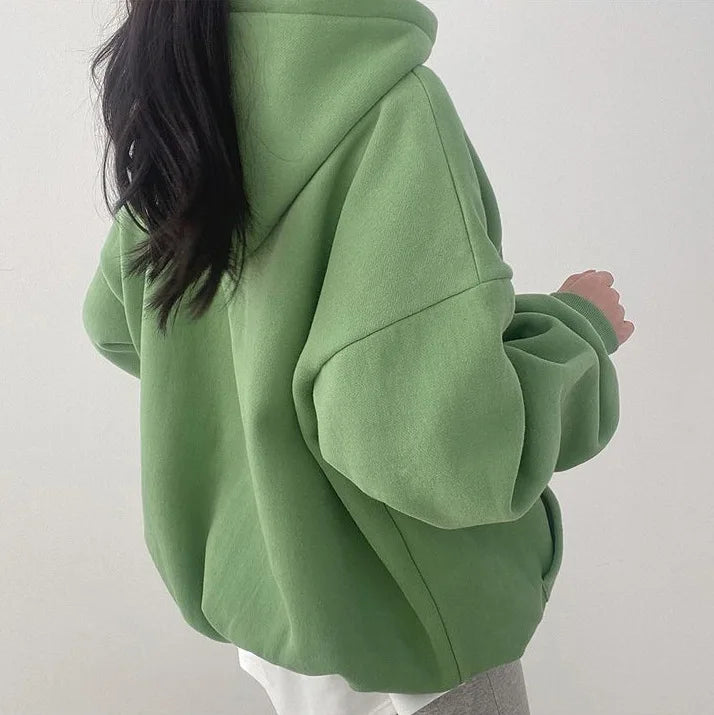 Damen-Oversized-Strickpullover mit Kapuze und abgesenkten Schultern, 100% Baumwolle-2