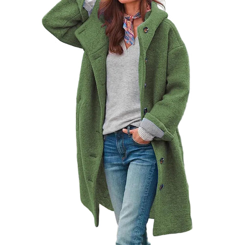 Langer Damen-Wintermantel aus elegantem dickem Material, Regular Fit-1