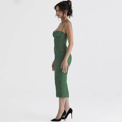 Damen-Midikleid, mit Spetsdetaljer, Polyester-6