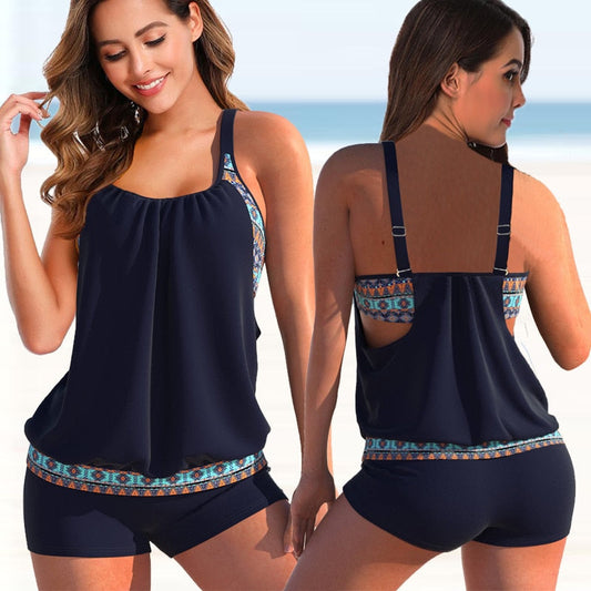 Damen-Tankini-Set, zweifarbiges Design, hochwertiger Stoff-1