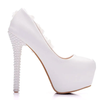 Damen-Pumps, Blumenmuster, hoher Absatz, PU-5
