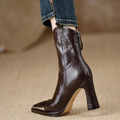 Damen Ankelstiefel Modern PU Eckige Zehenpartie Design 5