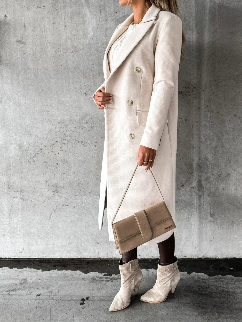 Damen-Wollmantel mit elegantem Knopfverschluss, 100 % Wolle-5
