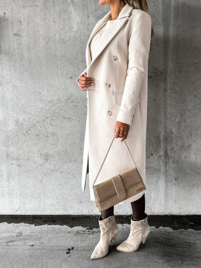Damen-Wollmantel mit elegantem Knopfverschluss, 100 % Wolle-5