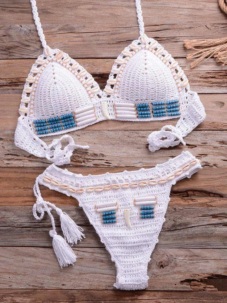 Damen 2-Geteilt Bikini Geometrisches Design Baumwolle-5