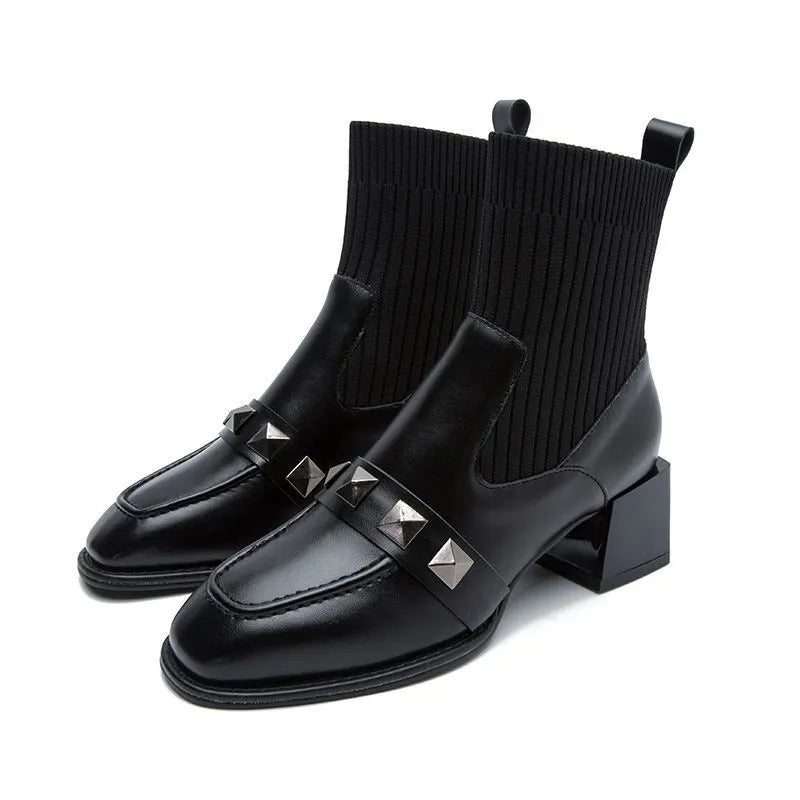 Damen Ankelstiefel Slip-On PU mit Gummisohle 7