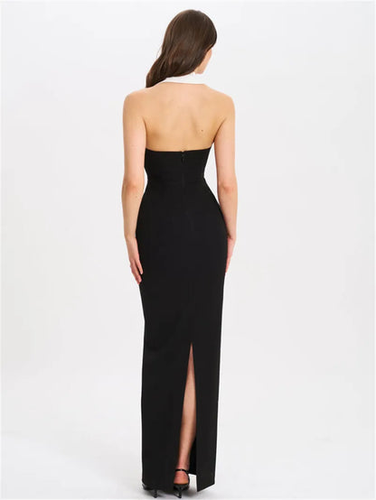 Damen-Maxikleid, maßgeschneidertes Polyester, Elasthan, langes Kleid-4