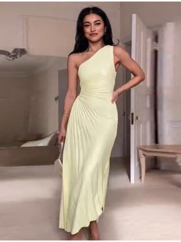 Maxikleid Damen Ärmellos Polyester Slim Fit Elegant-5