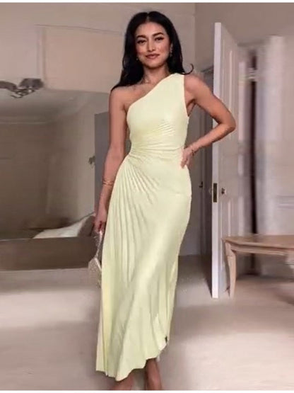 Maxikleid Damen Ärmellos Polyester Slim Fit Elegant-5
