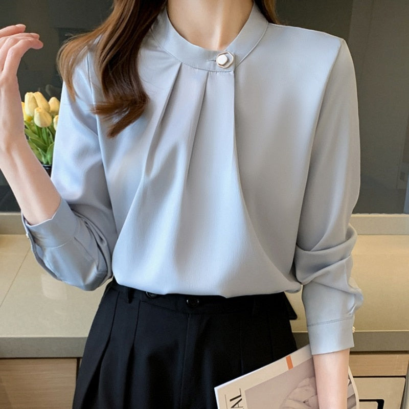 Damen Bluse Elegant Synthetikmaterial Lange Ärmel-6