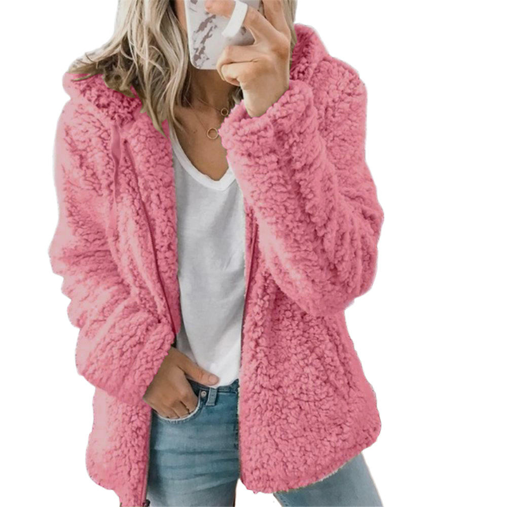 Damen-Mantel, Teddy, Fleece, mit Taschen, und Reißverschluss 1